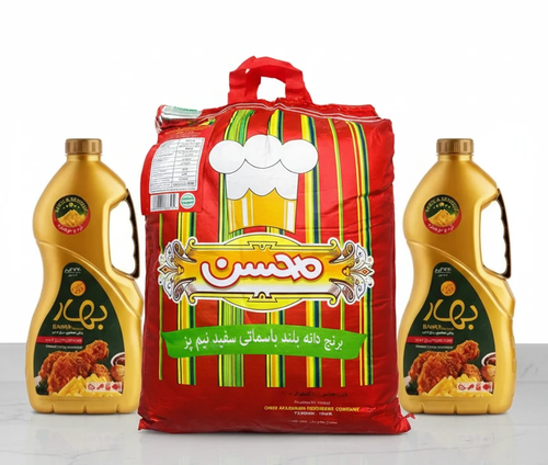 اقساط -برنج ۱۰ کیلویی محسن و دو عدد روغن 1/8 لیتری بهار